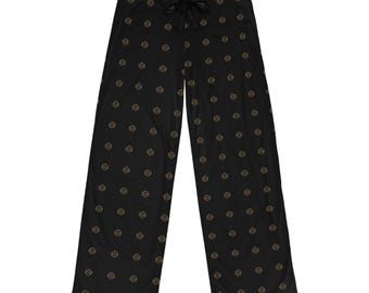 Comfortable Mens Pajama Pants, VM Print, Black, Lounge Wear, Sleepwear, Nightwear