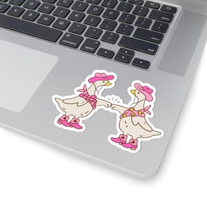 Cute Cowboy Goose Kiss-Cut Stickers, Fun Laptop Stickers, Kawaii Goose Decor, Gift for Bird Lovers, Western Theme Accessories