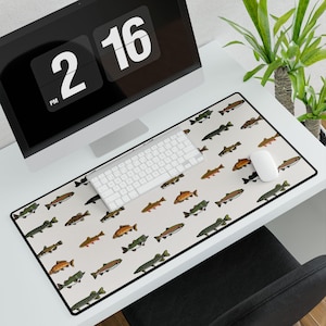 Fishing-Themed Desk Mats, Ideal for Home Office Decor, Gamer Accessories, Gifts for Fish Lovers, Nature-Inspired Office Essentials