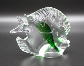 Vintage Mid-Century Murano Green Glass Fighting Fish (1960s)