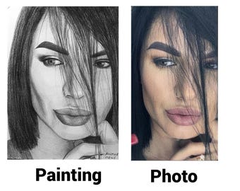 Portrait painting from photo | Graphite pencil drawing | Hand drawn pencil portrait | Custom realistic portrait to order from a photo