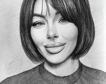 Retrato a lápiz de grafito a partir de una foto / Retrato personalizado dibujado a mano
