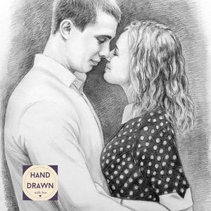 Couple pencil portrait from photo | Graphite pencil handmade portrait | Hand drawn custom portrait to order | Digital download available