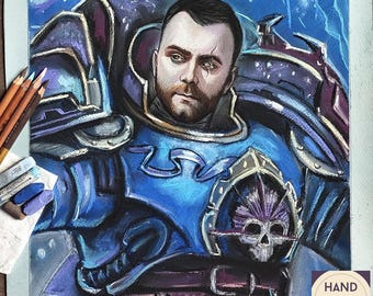 Custom Grimdark Portrait from Photo | Dark Sci-Fi Character | Gothic Military Art | Digital download available