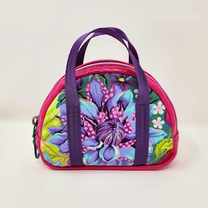 Mini Bowler Bag | Tula Pink Untamed | Dahlia | Keychain Bag Charm | Coin Card Pouch