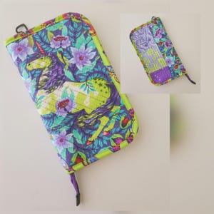 Double Pocket Pouch | Clear Vinyl Project Bag | Unicorn | Tula Pink | Pinkerville | Quilted Patchwork | Zip Around Bag