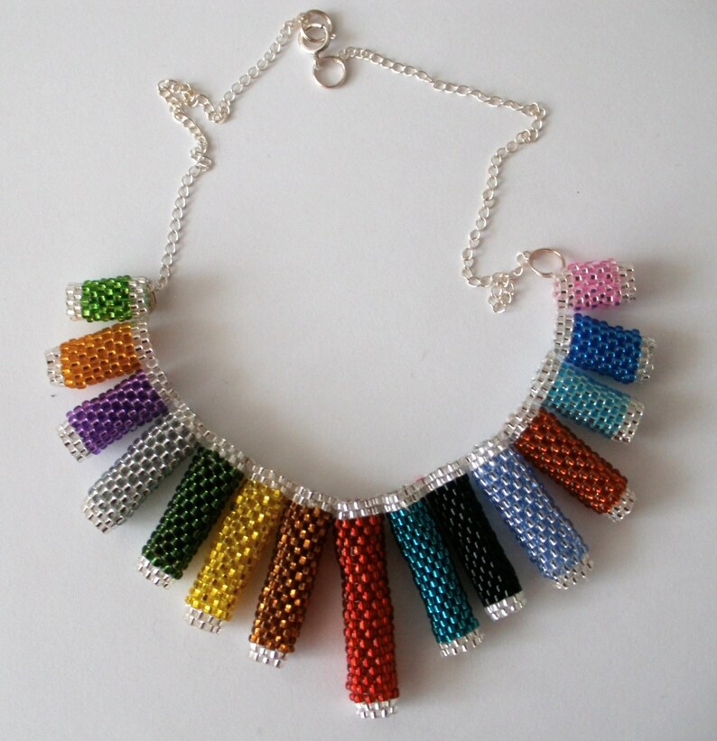 Rainbow Seed Bead Necklace Etsy