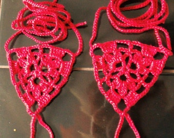 Red Crochet Barefoot Sandals