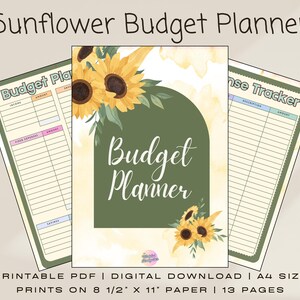 2025 Complete Budget Planner for Binder Sunflower Themed | Paycheck ...