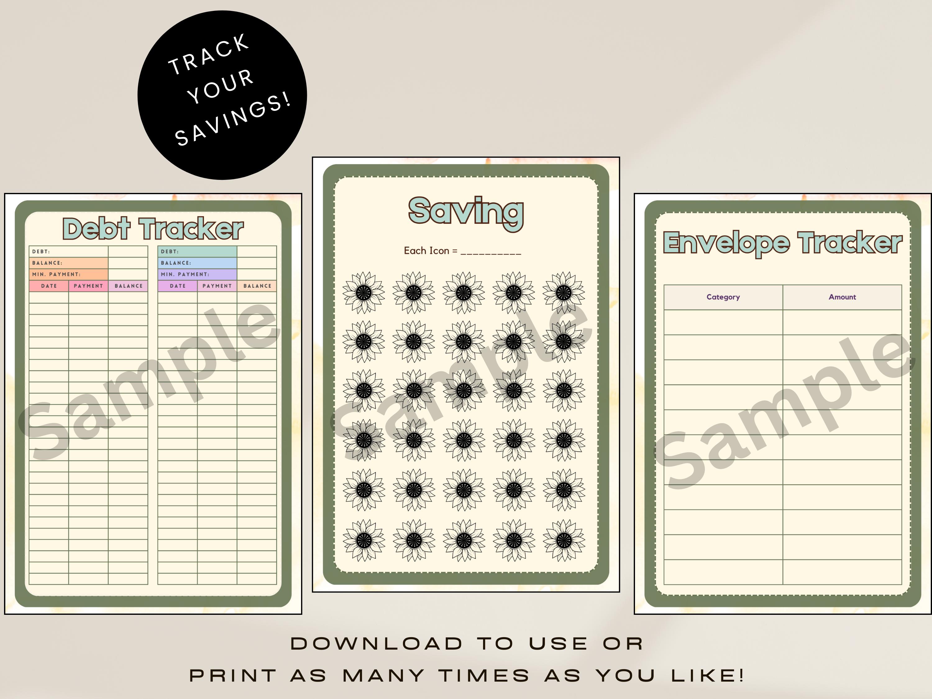 2025 Complete Budget Planner for Binder Sunflower Themed | Paycheck ...
