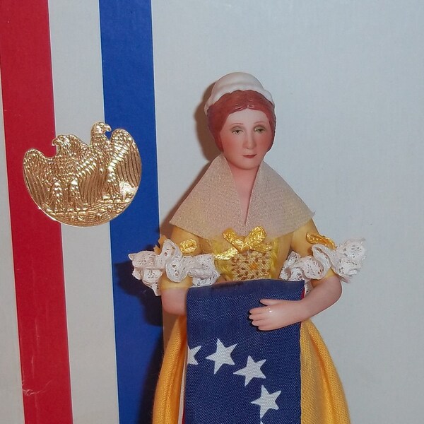 Betsy Ross  Porcelain Half Doll Great American Women United States Historical Society