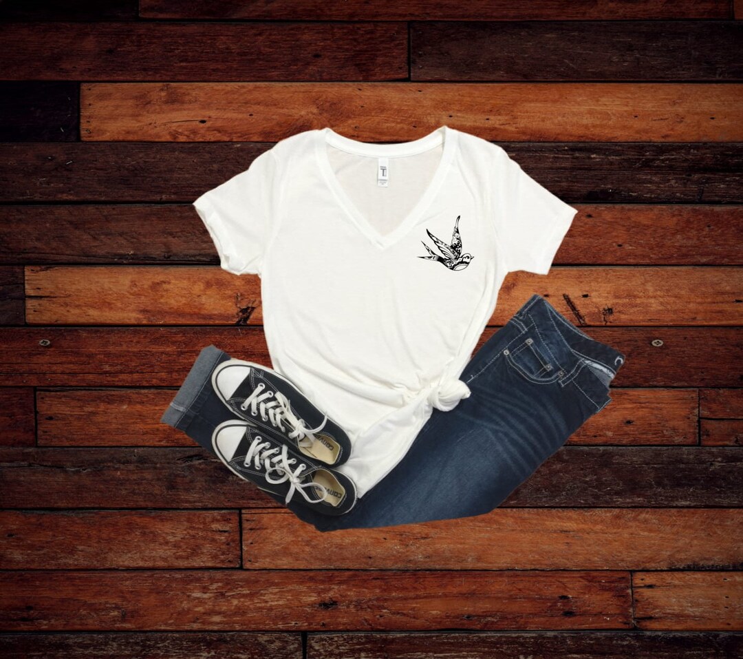 Tattooed Swallow Shirt, Bird Shirts, Swallow T-shirt, Women's Gift ...