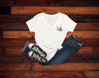 Tattooed Swallow Shirt, Bird Shirts, Swallow T-Shirt, Women's Gift, Women's Shirt