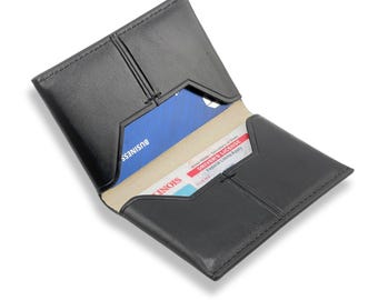 Slim Genuine Leather Bifold Card Holder: Minimalist Front Pocket Wallet