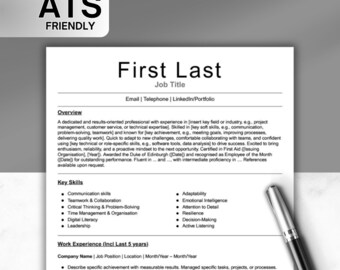 ATS-Friendly Professional CV/Resume Template: Modern, Editable, Job-Winning Design to Showcase Skills and Secure Interviews Fast!
