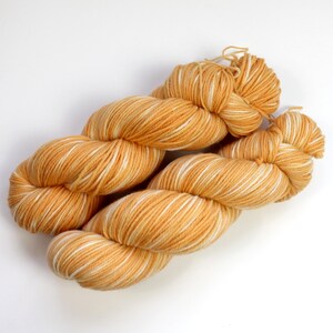 Naturally dyed yarn, orange yarn, fingering weight yarn, plant dyed yarn, hand painted yarn, shawl yarn, fall color yarn image 3