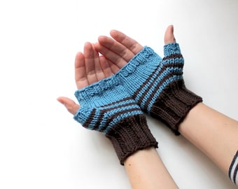Fingerless Gloves, Blue Arm Warmers, Texting Gloves, Fingerless Mittens, Wrist Warmers, Hand Warmers, Blue Winter Gloves, Knit Wrist Warmers