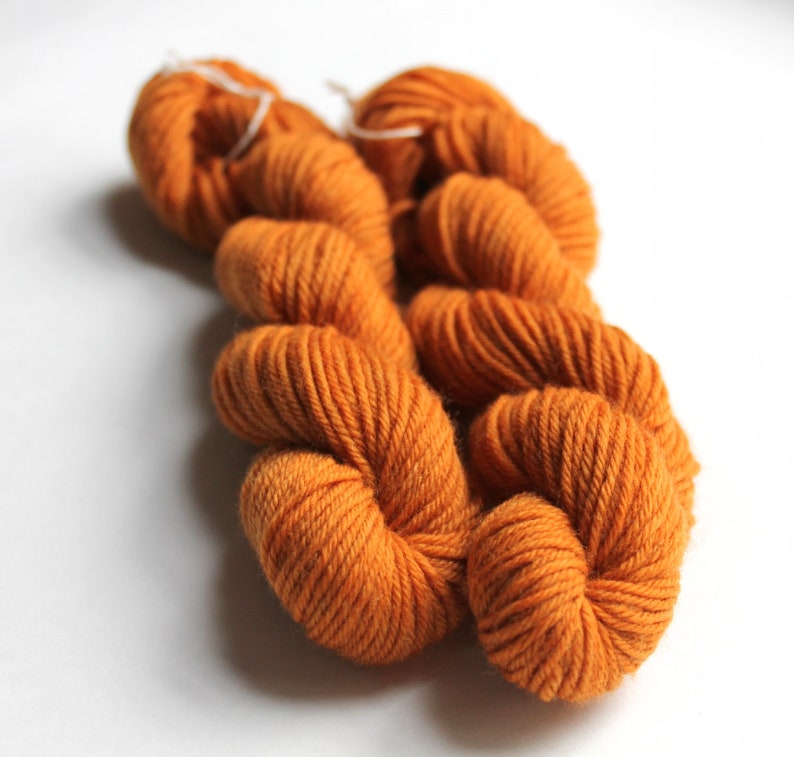 May include: Two skeins of orange yarn, twisted together.