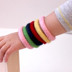 6 Montessori Toy Bangles, Kids Toys, Holiday Gift, Waldorf Toy Wool, Colorful Kid Jewelry, Soft Childrens Toy, Stocking Stuffer, Kids Gift image 8