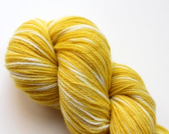 Natural dyed yarn, yellow painted yarn, fingering weight yarn, shawl yarn, plant dyed yarn, hand painted yarn, marigold yarn