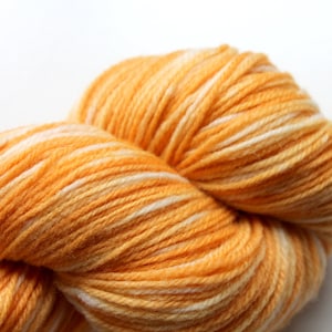 Naturally dyed yarn, orange yarn, fingering weight yarn, plant dyed yarn, hand painted yarn, shawl yarn, fall color yarn image 1