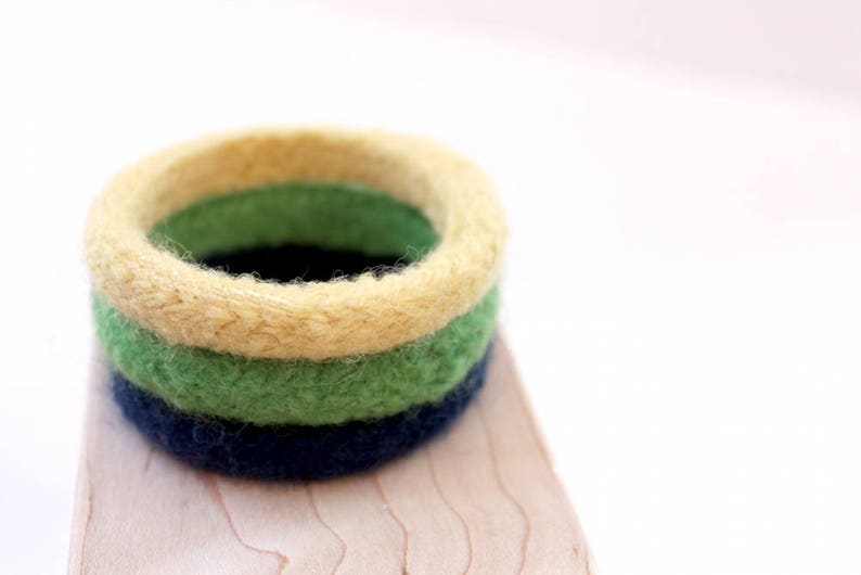 6 Montessori Toy Bangles, Kids Toys, Holiday Gift, Waldorf Toy Wool, Colorful Kid Jewelry, Soft Childrens Toy, Stocking Stuffer, Kids Gift image 9