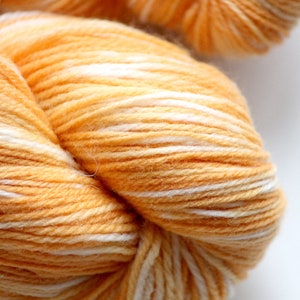 Naturally dyed yarn, orange yarn, fingering weight yarn, plant dyed yarn, hand painted yarn, shawl yarn, fall color yarn image 5