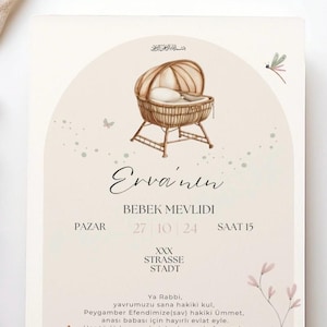 Bebek Mevlidi Davetiyesi | kisiye özel Mevlüt karti | invitation | digital | Einladungskarte | Bebek mevlidi | personalisiert