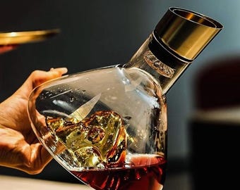 Hemoton Vino Decanter Bicchiere Di Cristallo Vino Rosso Caraffa Distributore Di Vino Vino Aeratore Tenuto In Mano Accessori Per Vino Per Natale Regalo Di Compleanno Di Nozze Trasparente - Foto 3