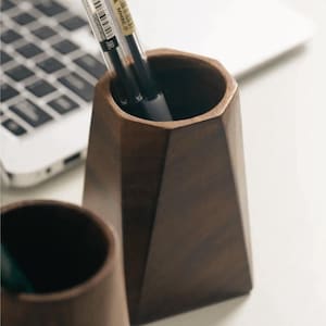 Portalápices de madera de nogal vintage, minimalista, de gran capacidad, organizador de mesa, portátil, para brochas de maquillaje
