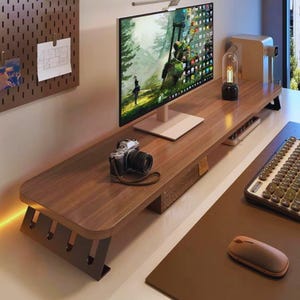 Desktop Monitor Stand Office Workstation Display Base Support Frame Notebook Organiser