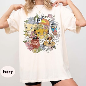 Vintage Floral Lion King Comfort Colors Shirt, Retro Floral Disney Shirt, Disney Timon And Pumbaa Tee, Disneyland Shirt, Animal Kingdom Tee