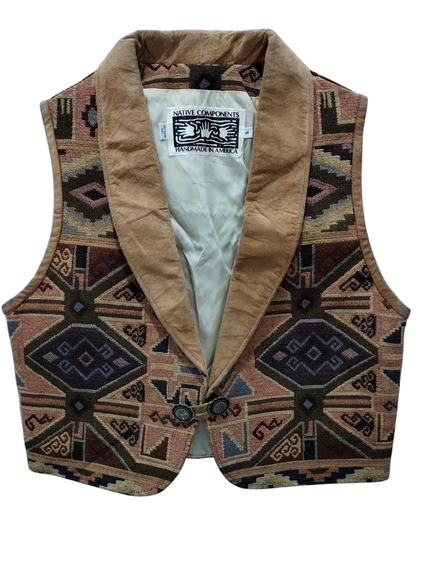 chief　[-NAVAJO BEACH VEST-size.40] Vintage Jones New York Sport Linen Southwestern Navajo