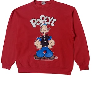 Vintage 1993 Popeye The Sailorman Cartoon Double sided Sweatshirt