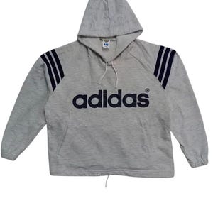 Vintage 90s Adidas Big Logo Hoodie Sweatshirt