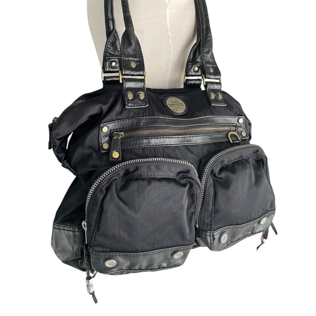 バッグ Diesel vintage archive black leather bag DIESEL Vintage Black Leather Bag Avant Garde Futuristic