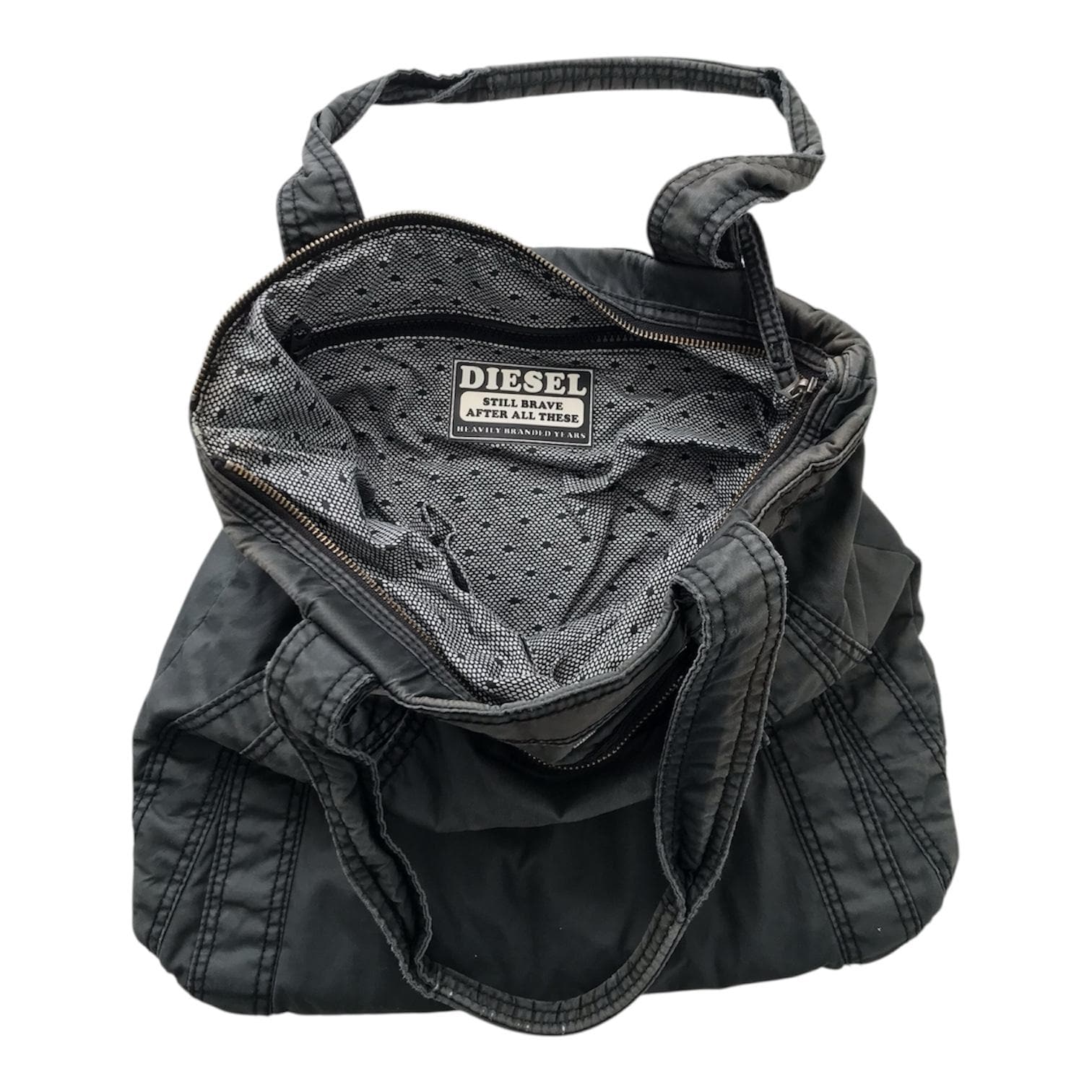 DIESEL Vintage Charcoal Gray Denim Shoulder Bag Cargo Multipocket