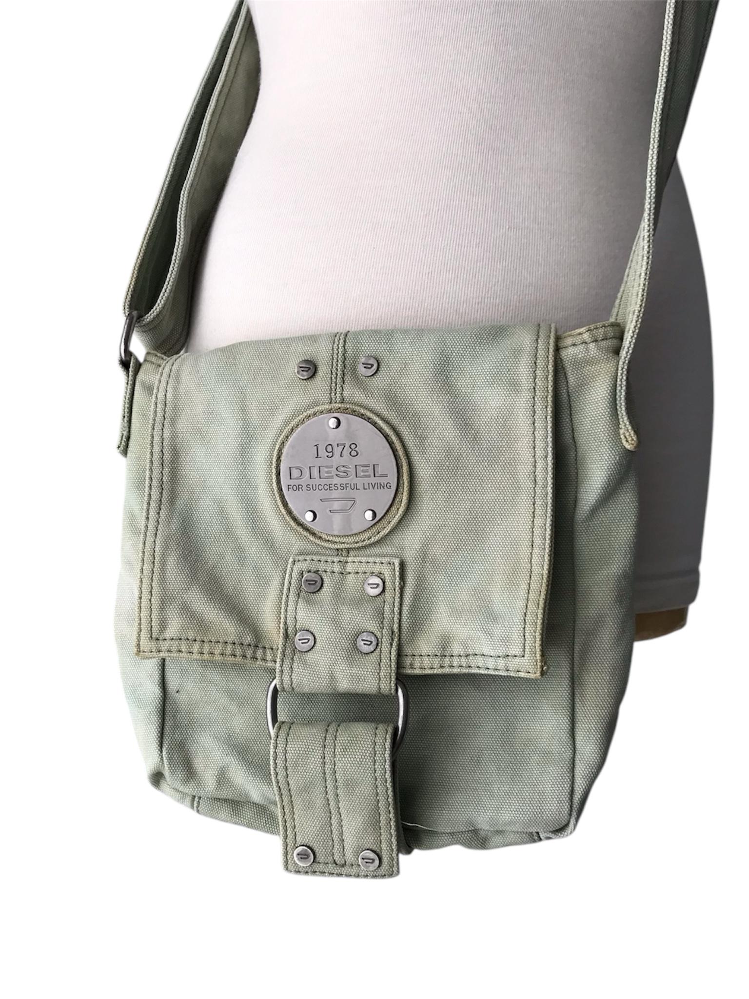 DIESEL Vintage Denim Messenger Bag 00s Y2K Distressed