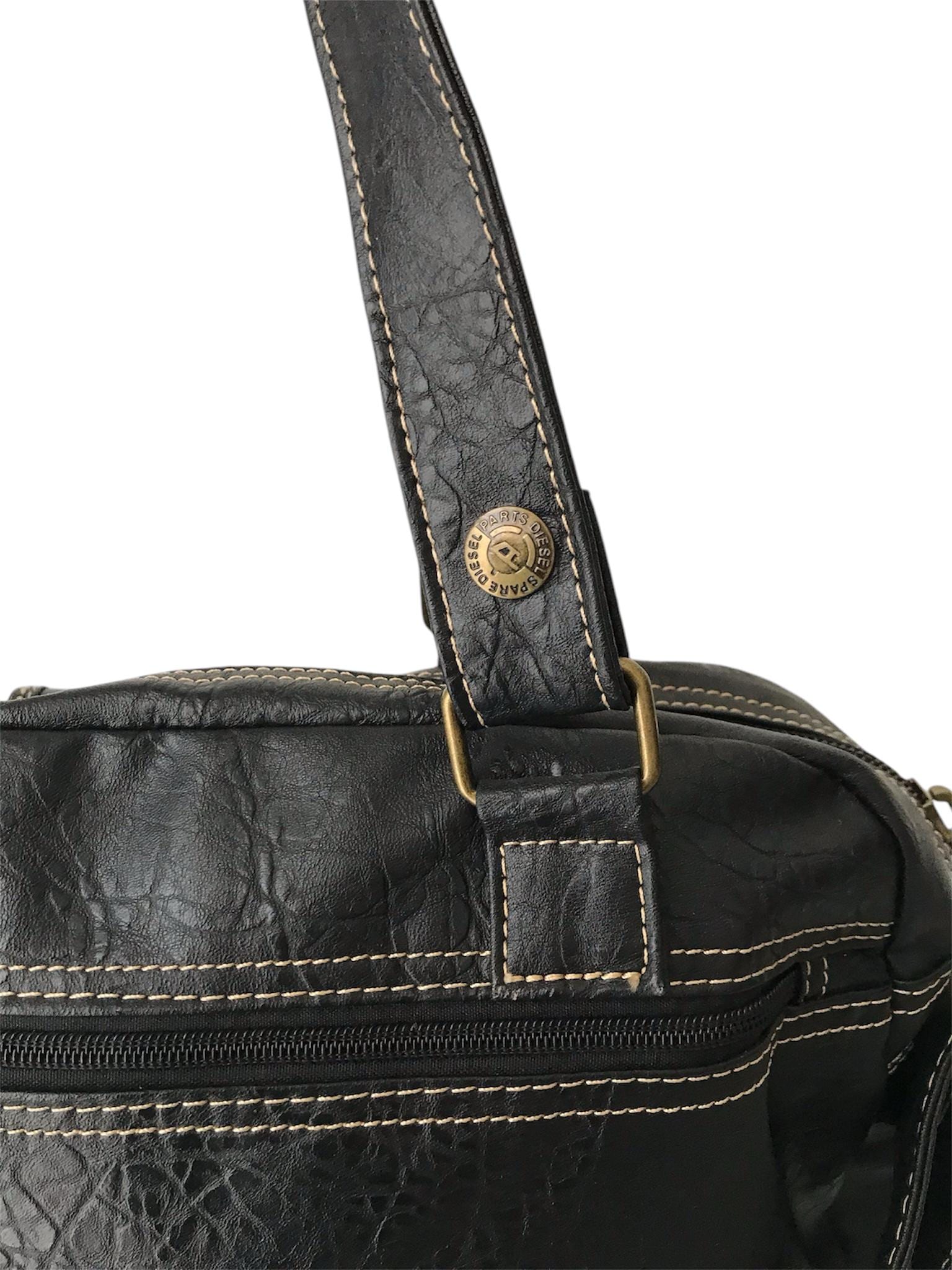 DIESEL Vintage Black Leather Crossbody Shoulder Bag Grunge