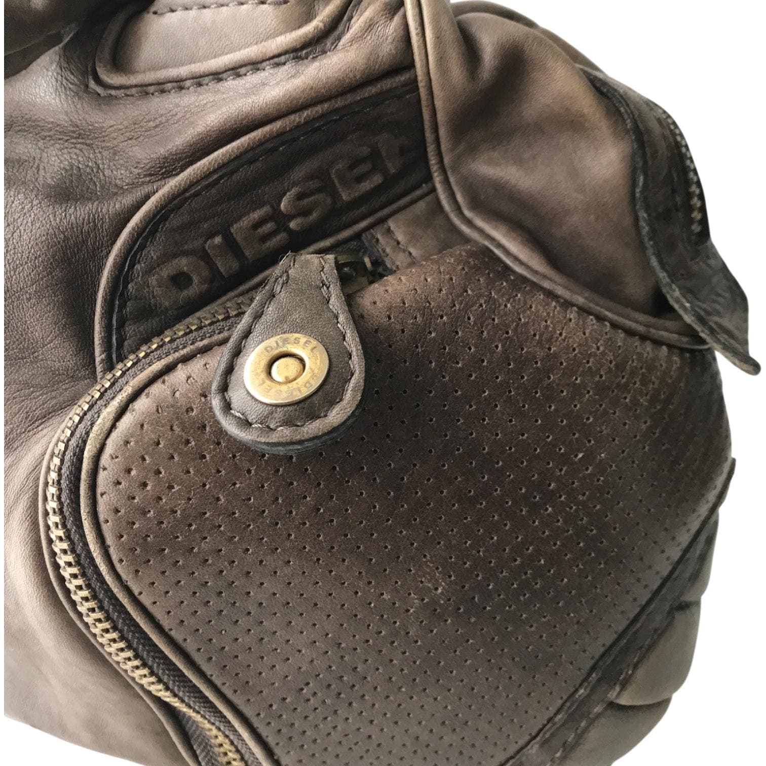 DIESEL Vintage Leather Armadillo Hobo Bag Moto Biker Padded
