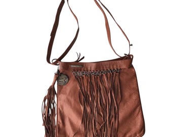 DIESEL Vintage Black Boston Shoulder Bag Y2K 00s Boho Embroidery