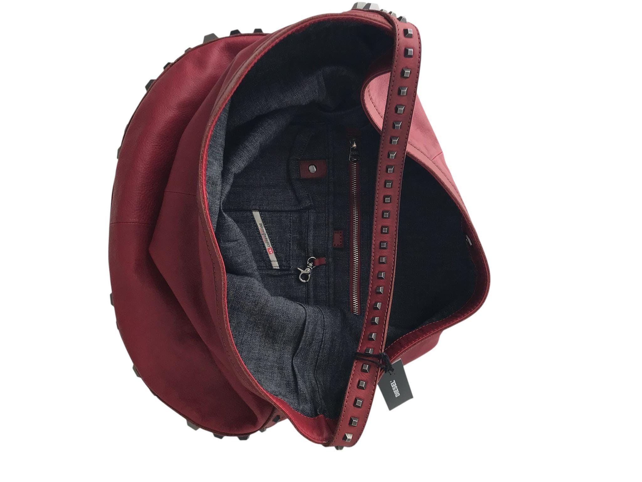 DIESEL Vintage Red Shoulder Bag Studded Industrial Goth Grunge