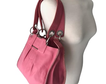 DIESEL Vintage Pink Leather Shoulder Bag 00S Y2K Distressed Chic Coquette Softgirl Fairycore Barbie City Diva