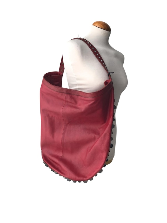 DIESEL Vintage Red Shoulder Bag Studded Industrial Goth Grunge