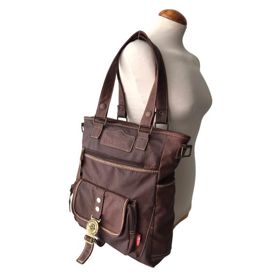 DIESEL Vintage Brown Shoulder Bag Steampunk Western Grunge Goth 