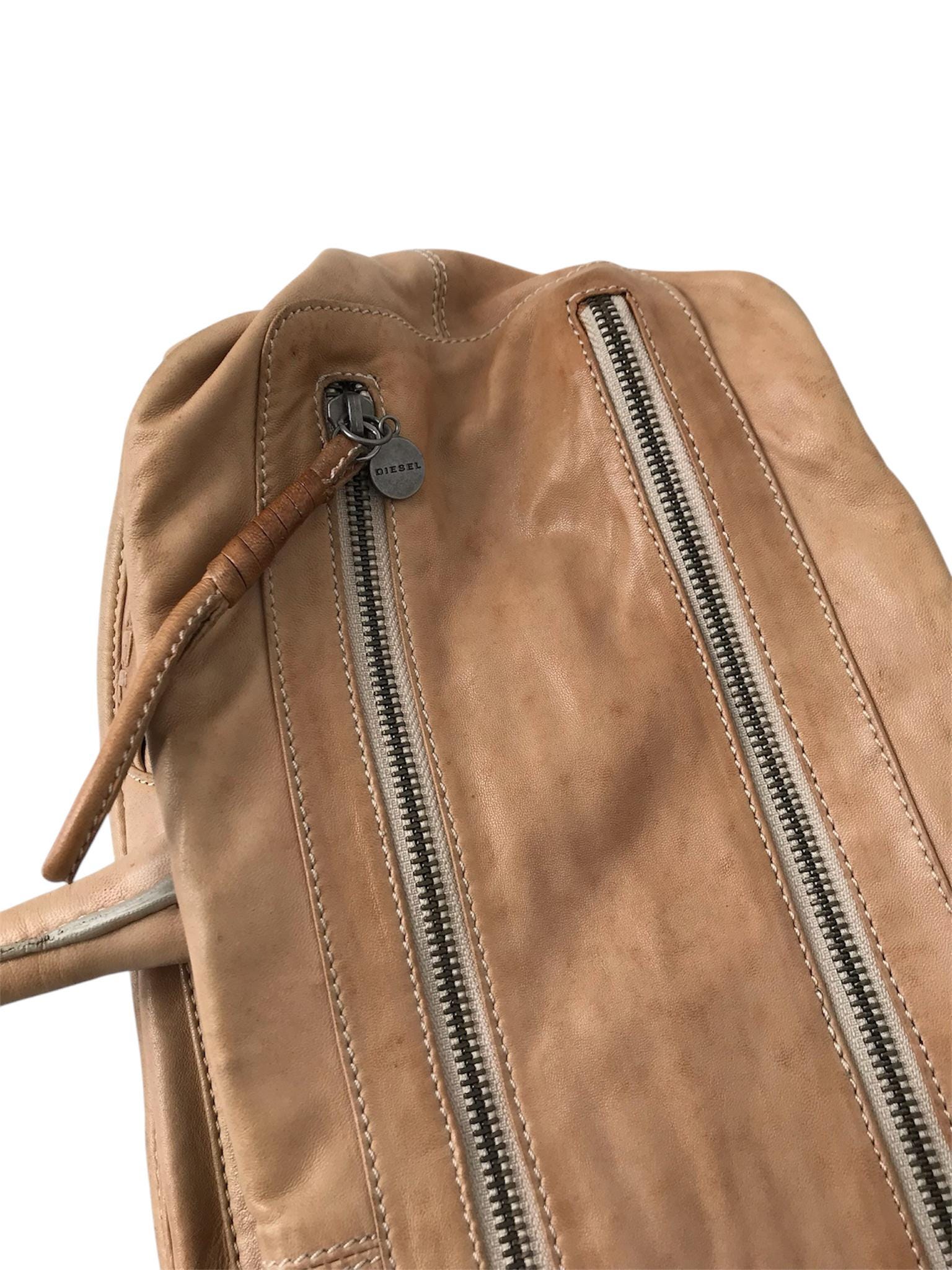 DIESEL Rare Vintage Beige Leather Shoulder Bag Archive