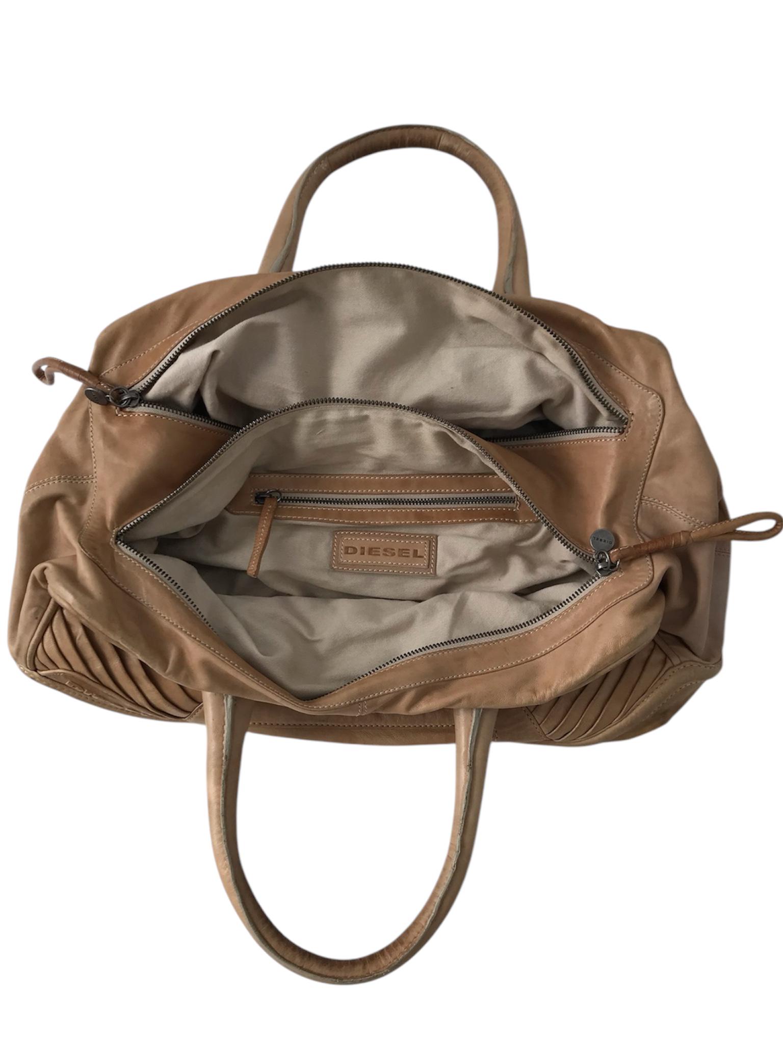 DIESEL Rare Vintage Beige Leather Shoulder Bag Archive