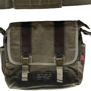DIESEL Messenger Bag Military Archive Multipocket Army Cargo Gorpcore Utility Y2K 00s
