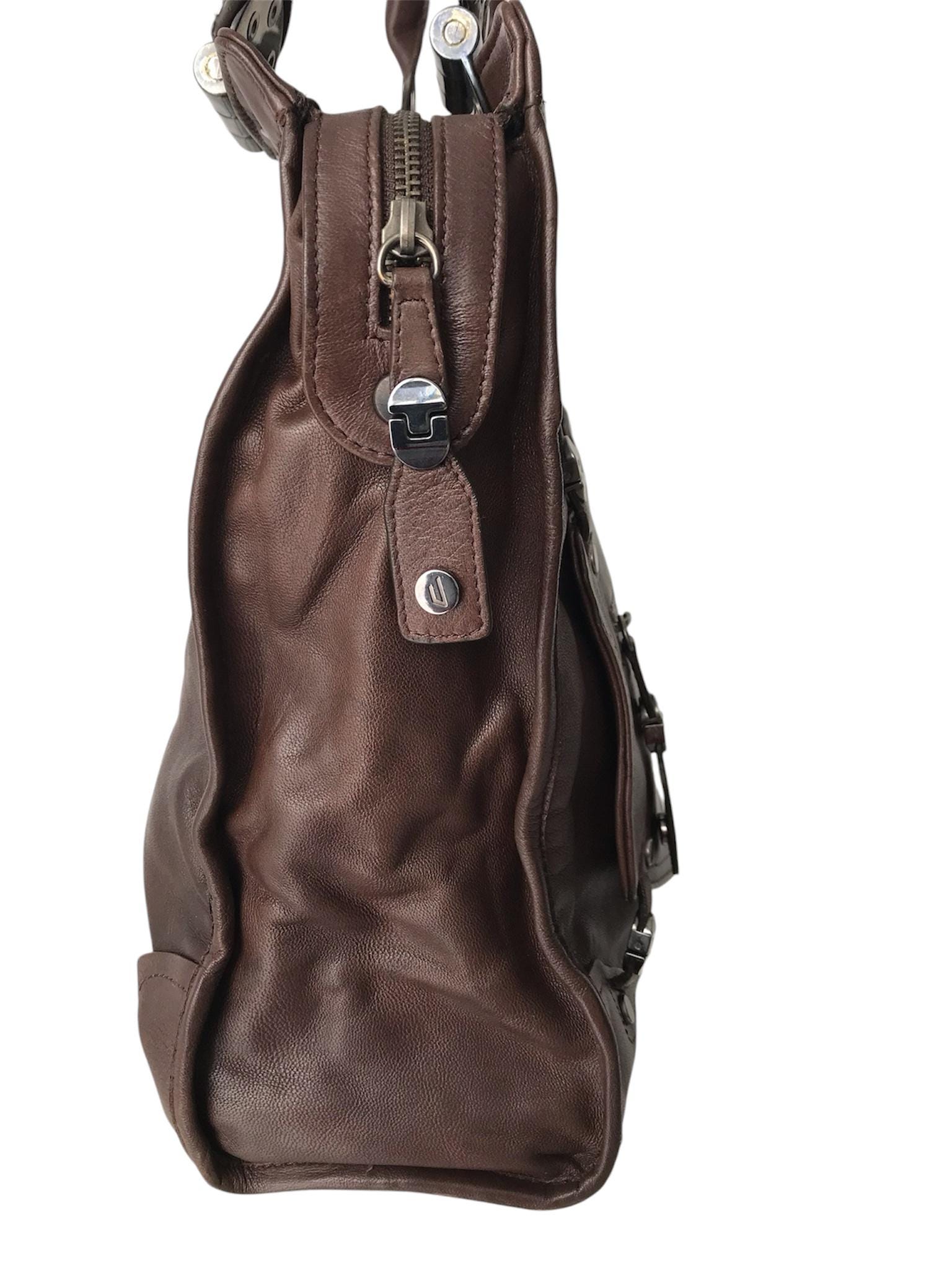 DIESEL Rare Vintage Brown Leather Handbag Suitcase Archive Classic