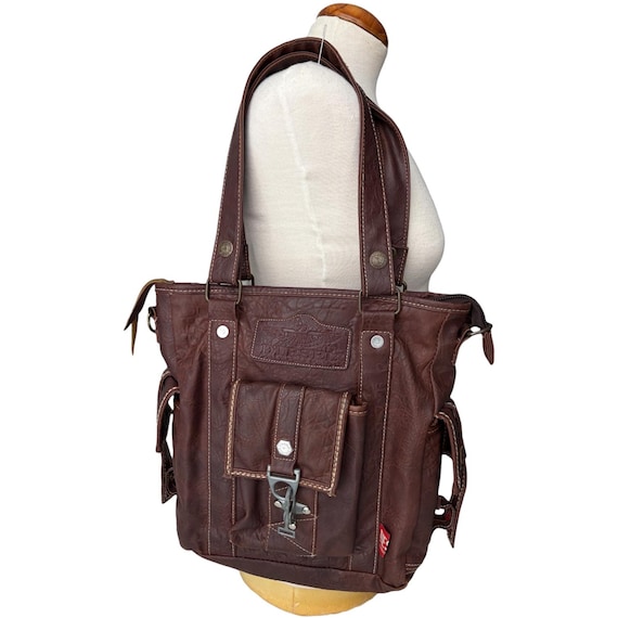 DIESEL Vintage Shoulder Bag Faux Leather Industrial Military Cargo